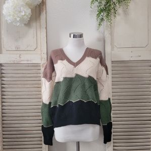 Garden tan knit v neck sweater size 1